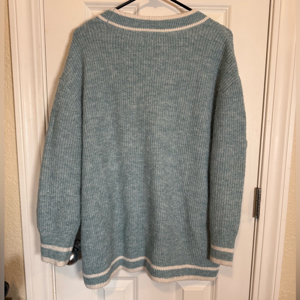 a new day Blue and Cream Cardigan Sweater - Picture 3 of 3